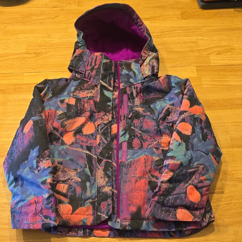 Columbia Kids' Vibrant Patterned Puffer Snow Jacket With Hood, Omni Heat